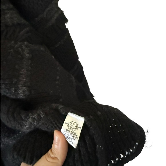St. John Black Fringed Wool Sweater - Picture 6 of 8